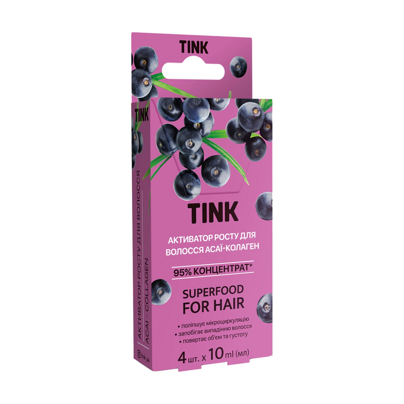 Концентрований активатор росту для волосся Tink For Hair Асаї, 4*10 мл